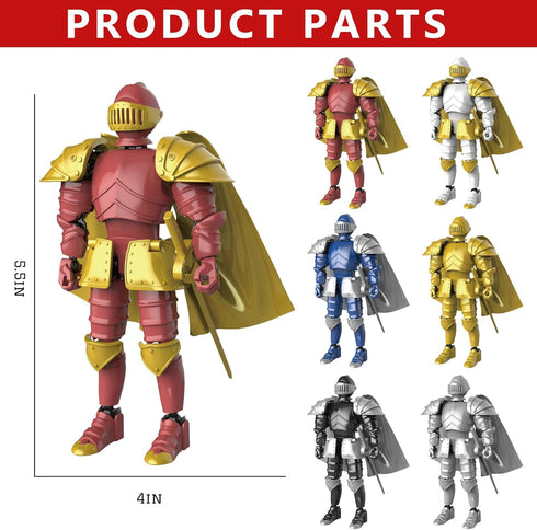 (6 Packs) Knight Action Figures, Medieval Action Figures,Knight Armor Action Figure,Multi-Jointed Movable Robot