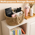 Lawei Little Diaper Caddy Organizer, Handwoven Natural Rush Grass Nursery Baby Basket with Removable Cotton Divider