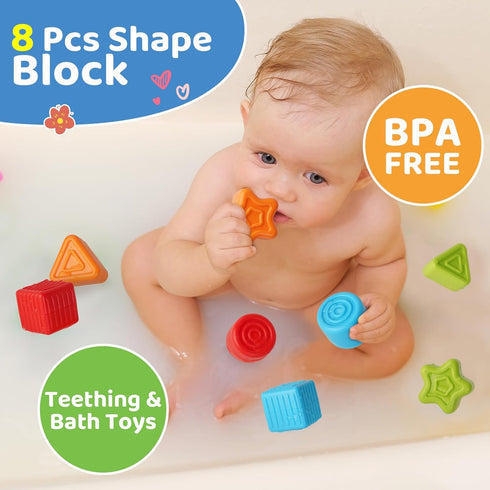 LiKee Ultra-Large Shape Sorter Baby Toys, 8pcs Sensory Pieces for Toddler Learning and Fine Motor Skills