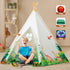 Dinosaurs Teepee Tent for Kids, Play Tent with Roar Button, Lights, and Mat for Indoor Outdoor Games