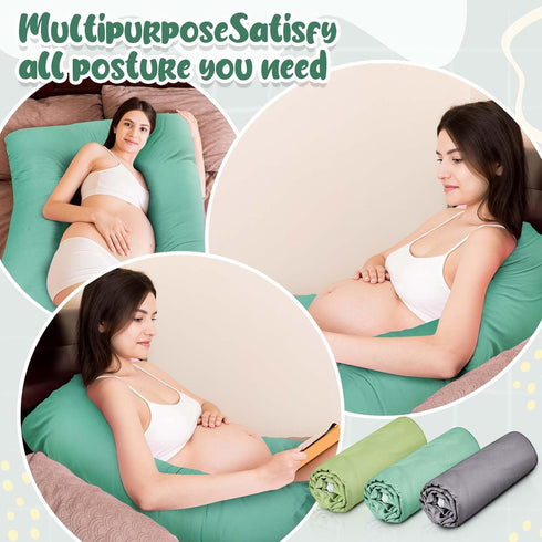 Hahafelt 3 55"x31" Pcs U-Shaped Pregnancy Pillow Cover, Cotton or Crystal Velvet Maternity, Soft Breathable Fit