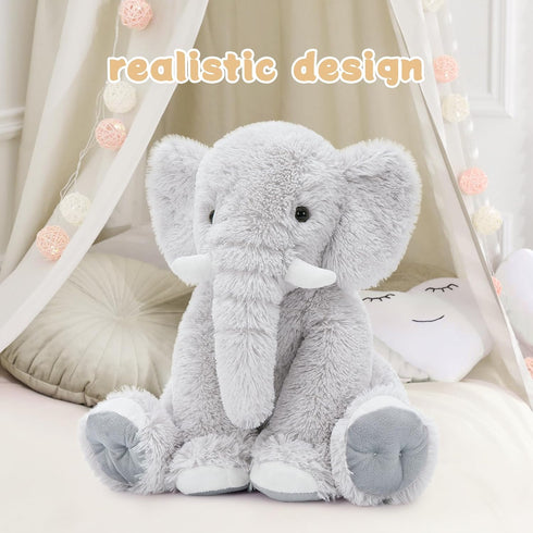 19.6inch MorisMos Large Elephant Stuffed Animal, Soft Stuffed Elephant Plush Companion Gifts for Girls Boys, Gray