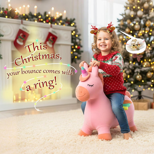18 2 3 4 5 6 Bouncy Horse Unicorn Toys, Inflatable Bouncing Animal Hopping Toys, Outdoor Indoor Ride on Bouncer, Boys