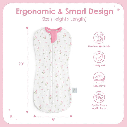 0-2 Pack 1) Baby Swaddle Months, Cotton Arm-In Zipper Sleep Sack, Wearable Blankets Wrap for Newborn Infant Girls