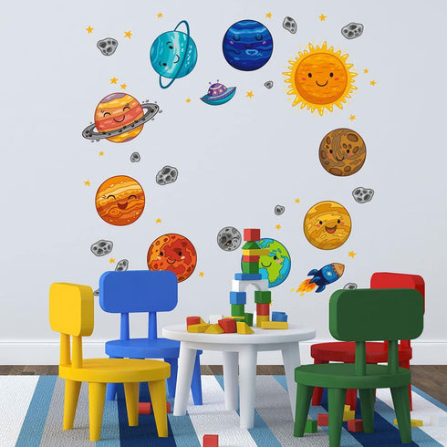 (35 35 Inch) Maydahui Universe Space Planets Wall Decal Solar System Wall Stickers x Peel Stick Removable Cartoon