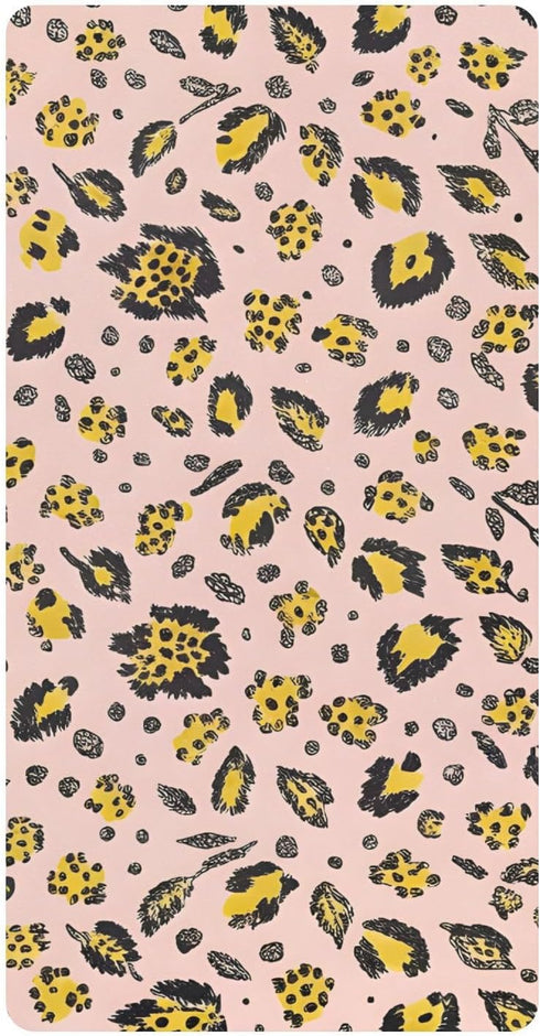 CZXW Leopard Yellow Pink Crib Sheets Fitted 52" x 28" Natural Cotton Soft