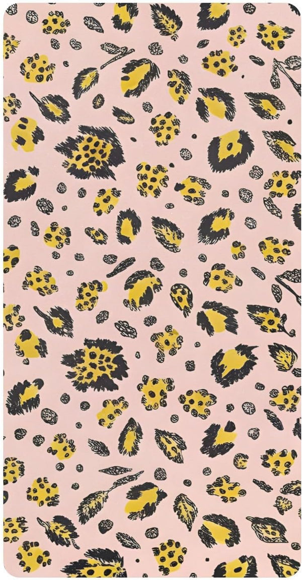 CZXW Leopard Yellow Pink Crib Sheets Fitted 52" x 28" Natural Cotton Soft