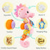 Baby Toys Musical Seahorse, Soft Sensory Stuffed Animal with Crinkle and Rattles for Newborns (Pink)