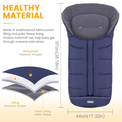 Orzbow Universal Footmuff for Stroller, Winter Warm Baby Bunting Bag, Waterproof Windproof Warm Polar Fleece Lined