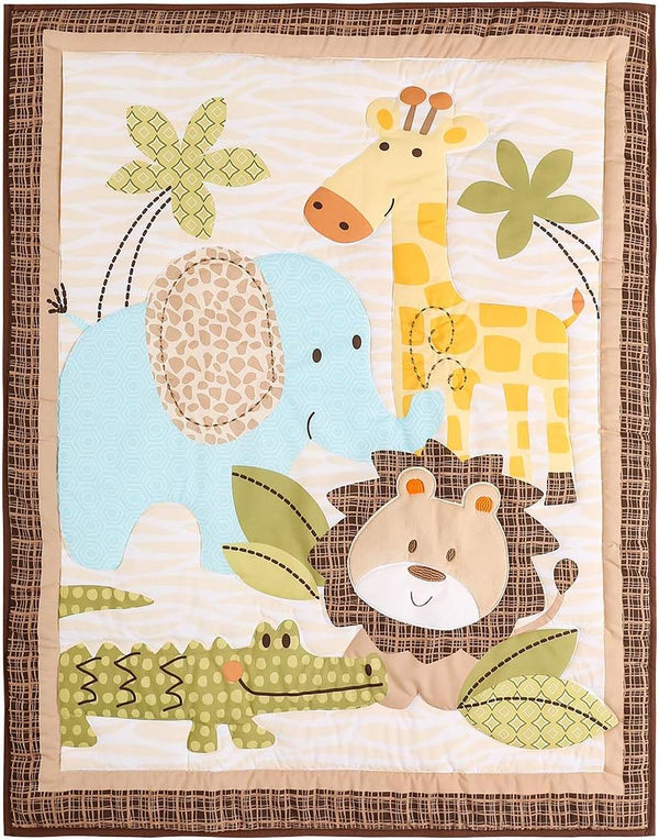 CribMATE Elephant Giraffe Lion Crocodile Quilted Crib Comforter Baby Girl/Toddler Crib Comforter Baby