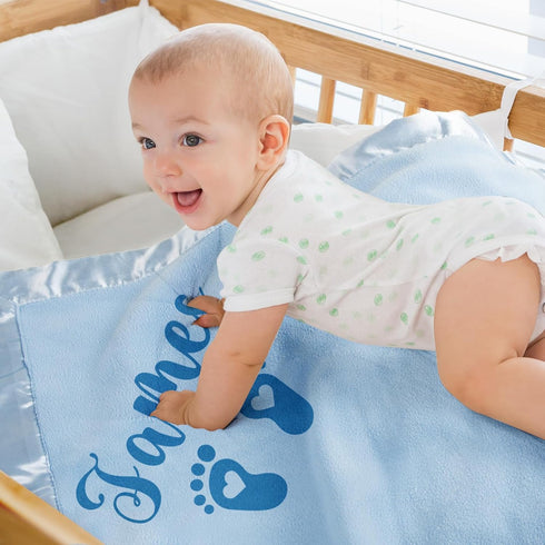 Individz Newborn(35" 35") Personalized Baby Blanket with Name, Custom Flannel Blankets, Customized Receiving Blanket