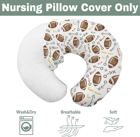 Neutral American Football Baby Nursing Pillow Covers for Boy Girl Cute Football Game Day Nursery Pillowcase