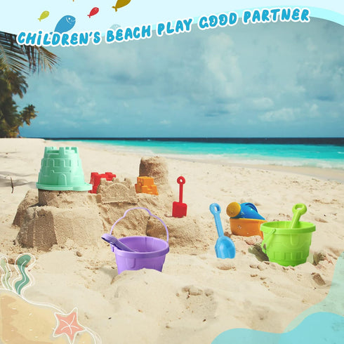 Sosation 60 Pcs Sand Buckets Bulk for Kids, Beach Buckets and Shovels 5.5 Inch Plastic Beach Pails Sand Toys for Girls