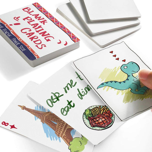 LotFancy 180PCS Blank Playing Cards, White Index Flash Cards for Writing, Printable Study Learning, Poker Size 2.5" x