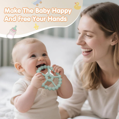 Loviomad 3-12 3 Pack 6-12 Baby Teething Toys Months - Ring Teether Baby Toys, Newborn Infant Essentials, Food Grade