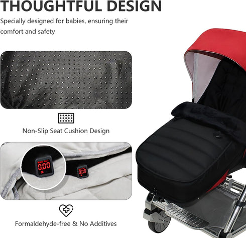BASILKIT Universal Stroller Footmuff for Baby, Winter Baby Stroller Bunting Bag, Warm Soft Ultra-fine Fleece Stroller