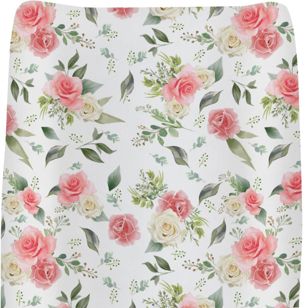ZoUbqchY Bloom Rose Green Leaves Changing Pad Coves for Baby Girl Boy Boho