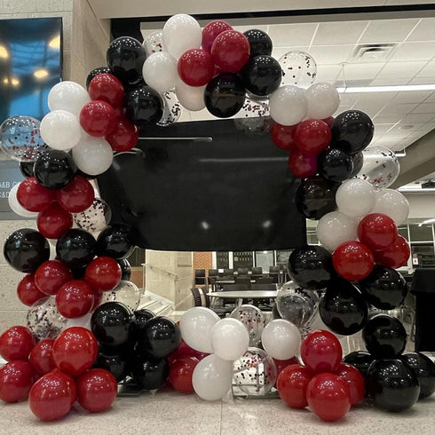 Red White Black Balloon Arch Kit, 102pcs Latex Balloons with 16ft Tape Strip & Dot Glue