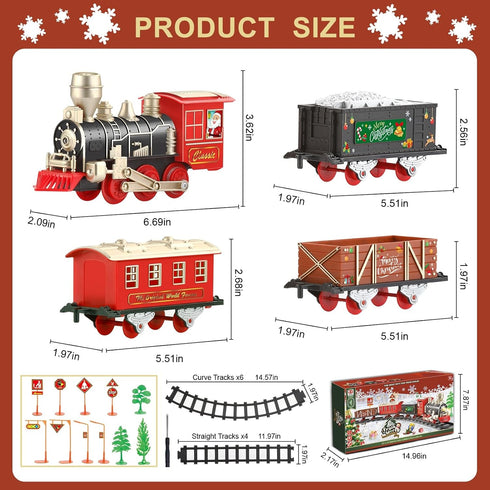 Set 4-8 20-Piece Set JQ JUQU Electric Train for Kids Ages with Lights and Music - Toy Train and Tracks for Children