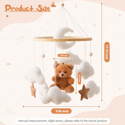 let's make Baby Mobile for Crib Bear Cloud Crib Mobile Handmade Furry Nursery Mobile Gender Neutral Crib Toy Hanging