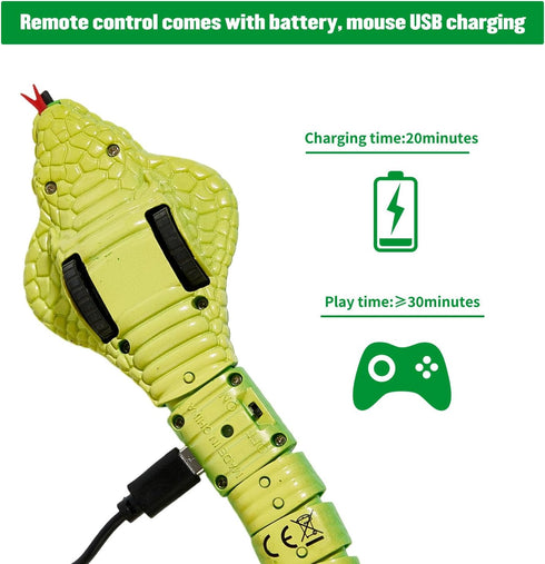 6+ AMCHSURI Remote Control Snakes Realistic Prank Rc Snake Cobra Rechargeable Smart Sensing Cat Toy with Infrared