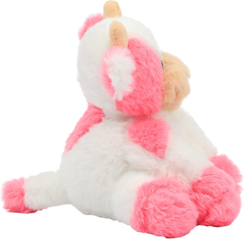 Hopearl Plush Cow Toy - 9 Inch Strawberry Pink Floppy Dairy Cattle - Cute Birthday Gift for Kids
