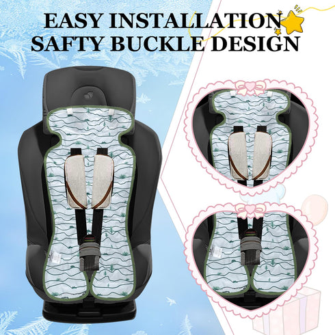 Miracle Baby Gel Car Seat Cooler Pad, Double Sides Stroller Ice Cushion, Summer Cooling Liner, Dinosaur + Lines