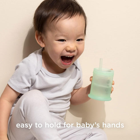 Olababy Silicone Training Cup with Straw Lid, 5 oz, Sippy Cup for 6+ Mo Infants to 12-18 Mo Toddlers, Coral
