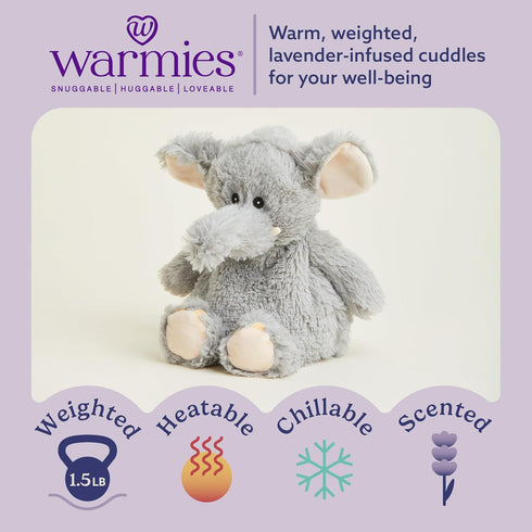 warmies Microwavable & Weighted Stuffed Animals, Gray Elephant - Heated Stuffed Animal Plushie for Warmth & Comfort