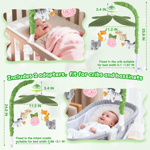 Playix Baby Crib Mobile with Music and Lights, Nursery Baby Mobile for Crib Bassinet with Remote Control, Rotation