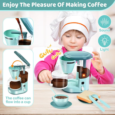 Set Playset, 3 4 5 6 7 8 Shemira Play Kitchen Accessories, Play Kitchen Appliances Toy with Coffee Maker, Blender