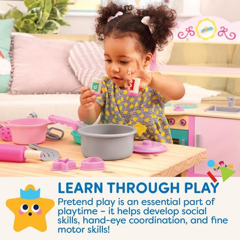 Battat Play Circle Cooking & Baking Kit - Kitchen Toys for Pretend Play (21 Pcs, Ages 3+)