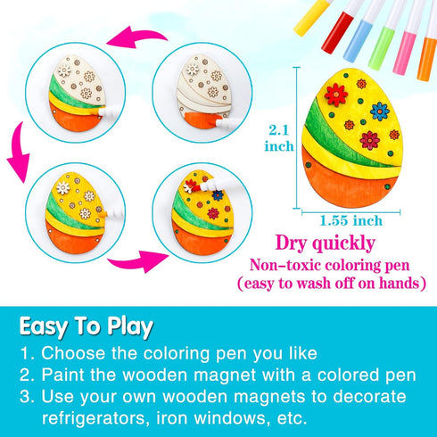 36 4-8 8-12 Worgree Easter Crafts for Kids, Pcs DIY Wooden Magnets Art Craft Supplies Painting Kit for Boys Girls Ages