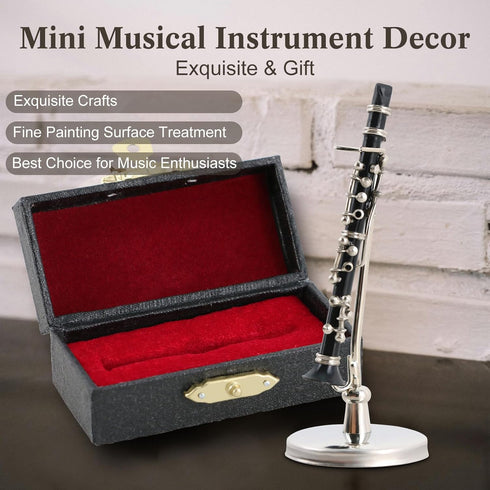 2.3inches EASTROCK Miniature Clarinet Model, Clarinet Model Musical Instrument Model with Case for Musical Birthday