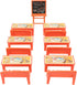 TOYANDONA Miniature Locker Classroom Set, 13pcs Desk, Chair & Blackboard Model Dollhouse Accessory