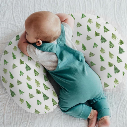 Watercolor Green Pine Trees Baby Nursing Pillow Covers for Boy Girl Pine Forest Nursery Pillowcase for Breastfeeding