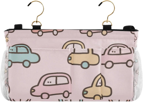 SyXIOP Pink Cartoon Car Bedside Hanging Storage Basket Table Cabinet Storage Organizer for