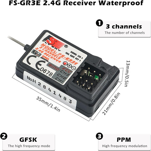 WOAEIUOS FS-GR3E 3CH 2.4GHz FS-GT2 FS-GT2B FS-GT3B FS-GT3C FS-IT4S (2 Flysky Receiver AFHDS Long Range Surface Receiver