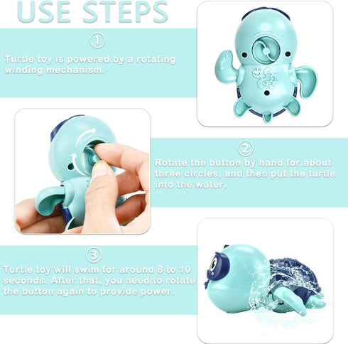 TQBYNJ 3 Pack Swimming 1-3,2025 1-2 1-3 2-4 1) Turtle Baby Bath Toys for Toddler Bath Toys Water Pool Floating Wind Up