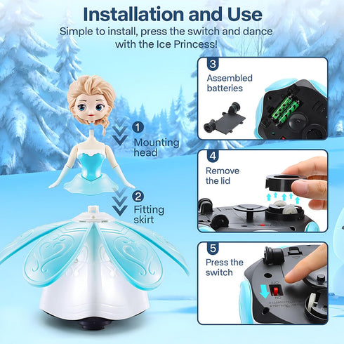 Dancing Princess Interactive Spin Robot Toys for Girls 4-6, Colorful Flashing Lights & Music, Birthday Gift