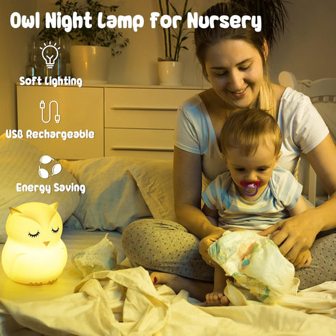 Dimming 9 Baby Night Light for Car Seat- Function Colors Changing Eye Caring Portable Rechargeable & Timing Bedside