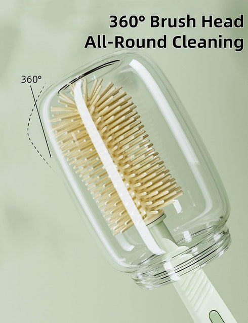 BOVELLA Set-Travel Box-6 1 Baby Bottle Brush Bottle Cleaner Kit with Silicone Brush,Drying Rack,Nipple Brush,Straw
