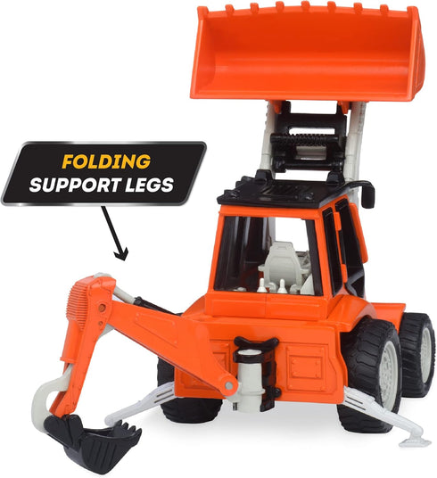 7-Inch 3+ Driven by Battat Backhoe Loader Toy with Lights & Sounds, Movable Parts, Construction Vehicle for Boys