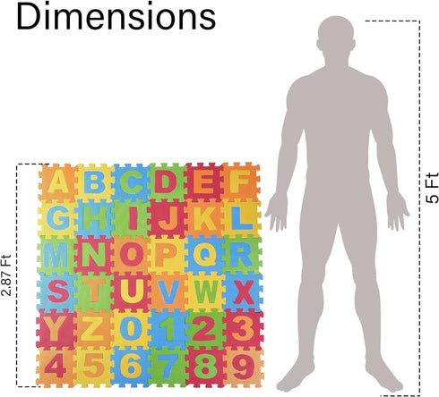 (72 6.25 6.25 Inches (2 Pack 36) DIMPLE Kids Foam Play Mat Pieces Total) x Interlocking Alphabet and Numbers Floor