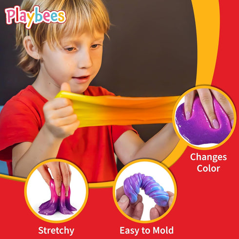 Color Changing Frudge Putty - 6 Pack, Mini Slime Putty for Sensory Play, Educational Games, and Fidget Toys