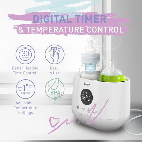 Double Bottle Warmer and Sterilizer, Baby Bottle Warmer for Breastmilk and Formula, Fast Heating with Adjustable Timer
