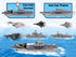 Set Crelloci Aircraft Carrier Military Naval Ship with Pull Back Army Fighter Jet Toy Small Scale Model Plane Submarine