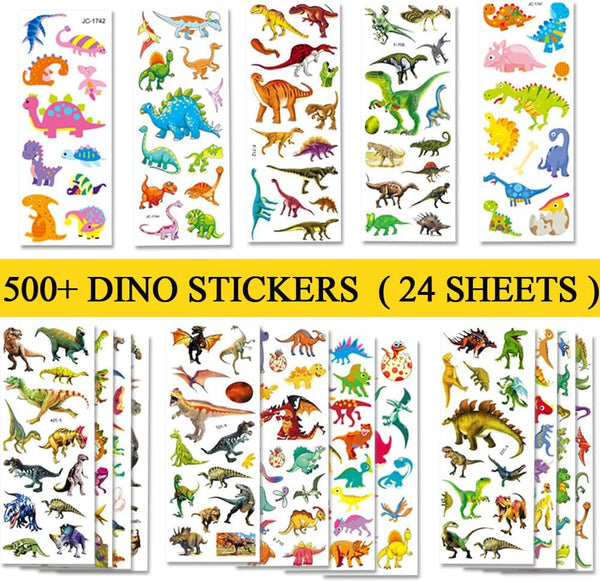BEESTECH 24 Sheets Dinosaur Stickers for Kids, 450+ Teacher Reward Stickers, Potty Chart Training, Party Favor Supplies
