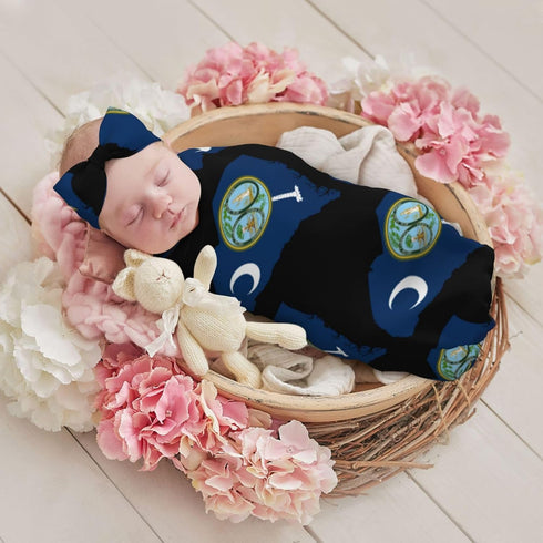 EWRFSG Set Flag Map of South Carolina Baby Newborn Receiving Blanket with Matching Headband and Beanie Nursery Swaddle