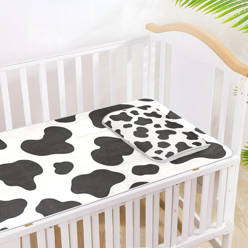 EtherSpher 28" 52" Cow Print Black White Cooling Baby Mattress pad Protector x Washable Crib Padding for Sides